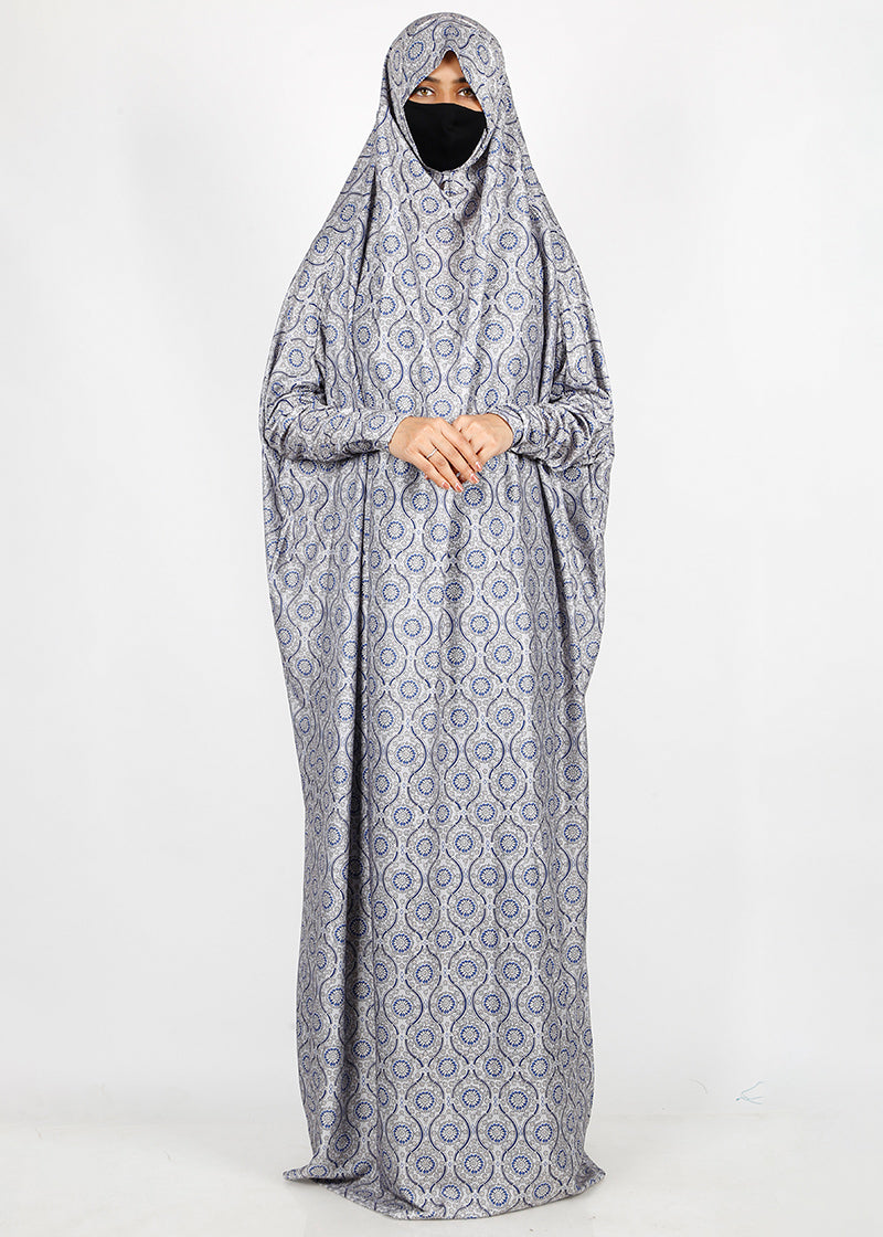 BeingMuslims Printed Jilbab Full Length Light Cool Grey Pack of 10