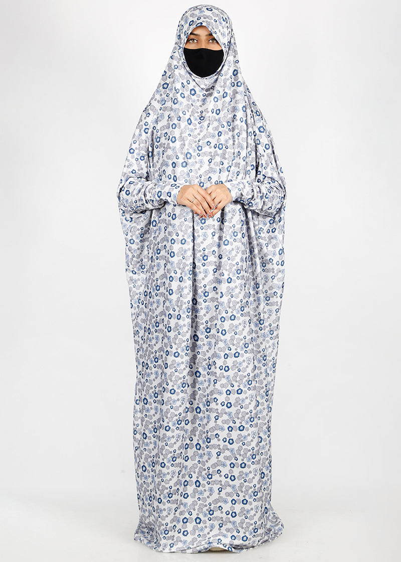 BeingMuslims Printed Jilbab Full Length Light Ivory Pack of 10