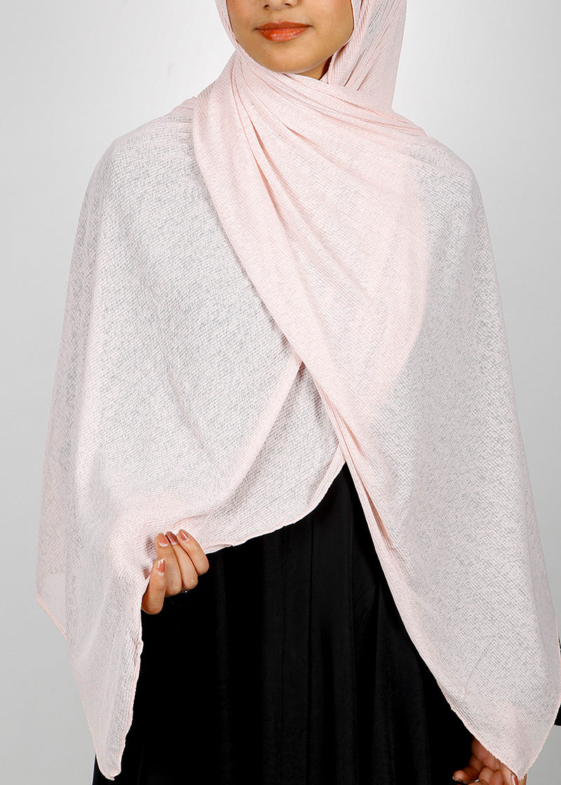 BeingMuslims Classic Ribbed Textured Jersey Hijab Baby Pink Pack of 10