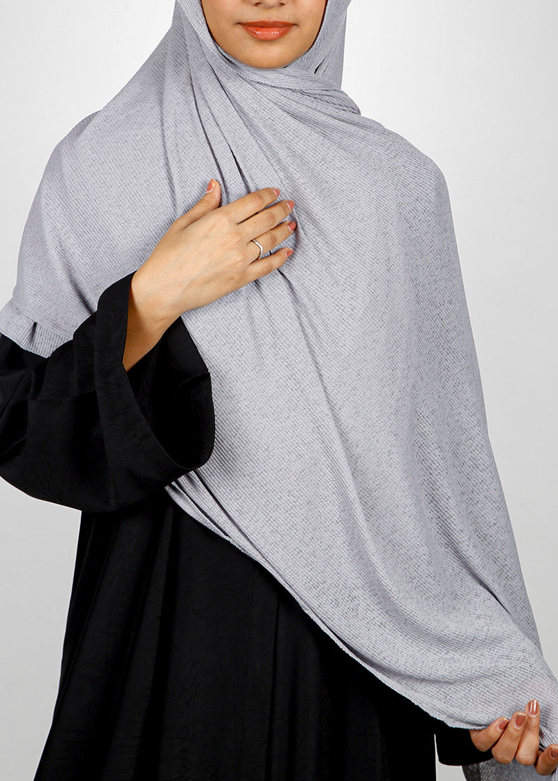 BeingMuslims Classic Ribbed Textured Jersey Hijab Grey Pack of 10