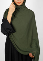 BeingMuslims Classic Ribbed Textured Jersey Hijab Olive Pack of 10