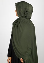BeingMuslims Classic Ribbed Textured Jersey Hijab Olive Pack of 10