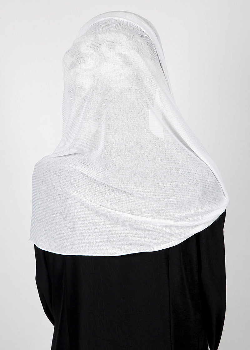 BeingMuslims Classic Ribbed Textured Jersey Hijab White Pack of 10