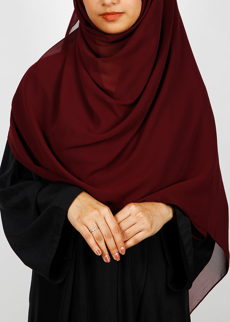 BeingMuslims Rich Malaysian GeorgetteHijab Maroon Pack of 10