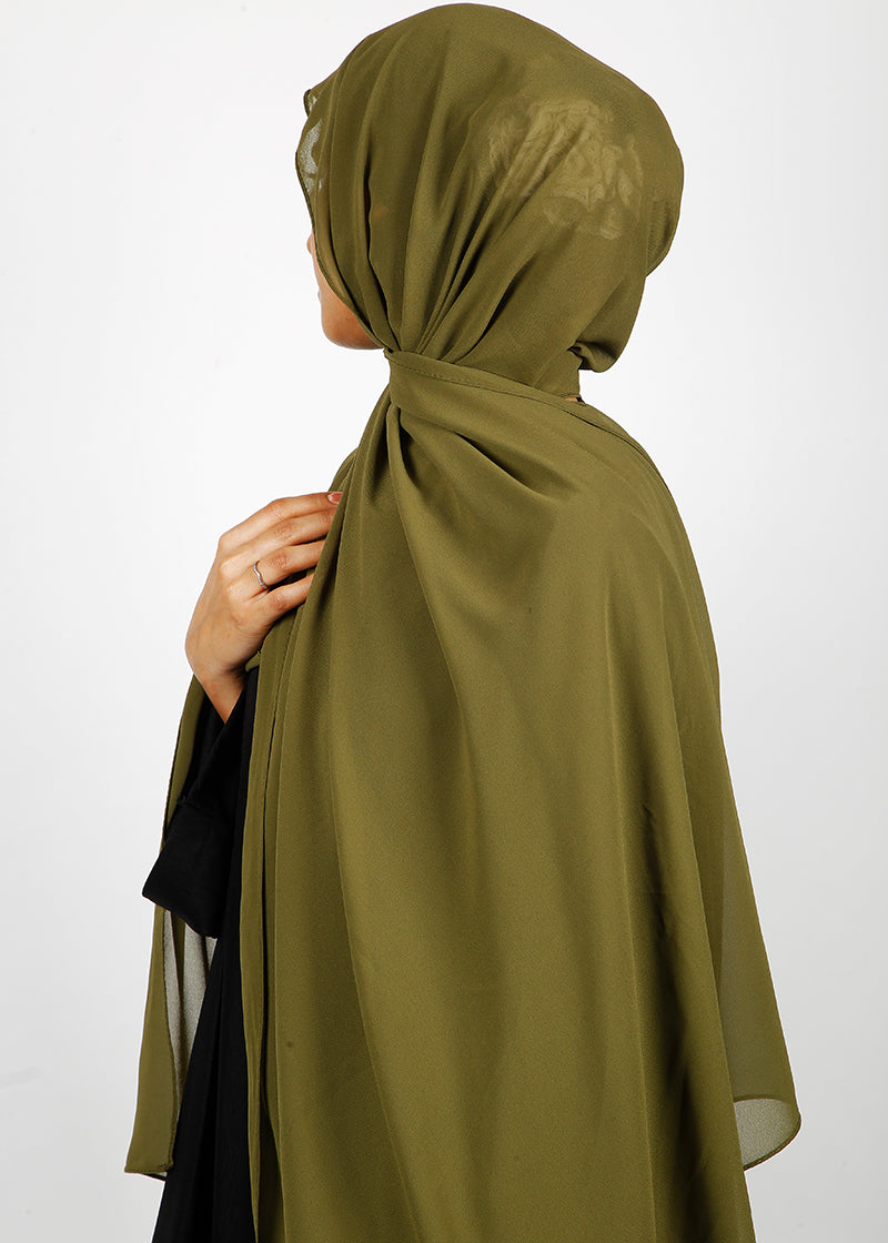 BeingMuslims Rich Malaysian GeorgetteHijab Olive Pack of 10