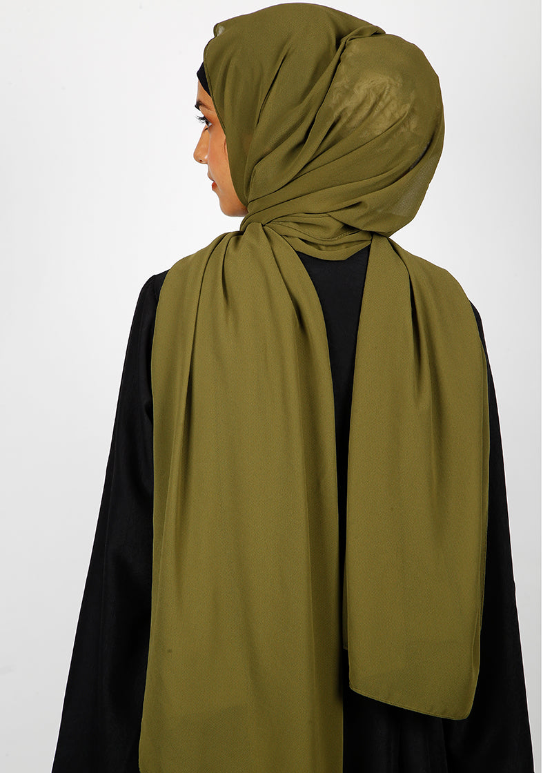 BeingMuslims Rich Malaysian GeorgetteHijab Olive Pack of 10
