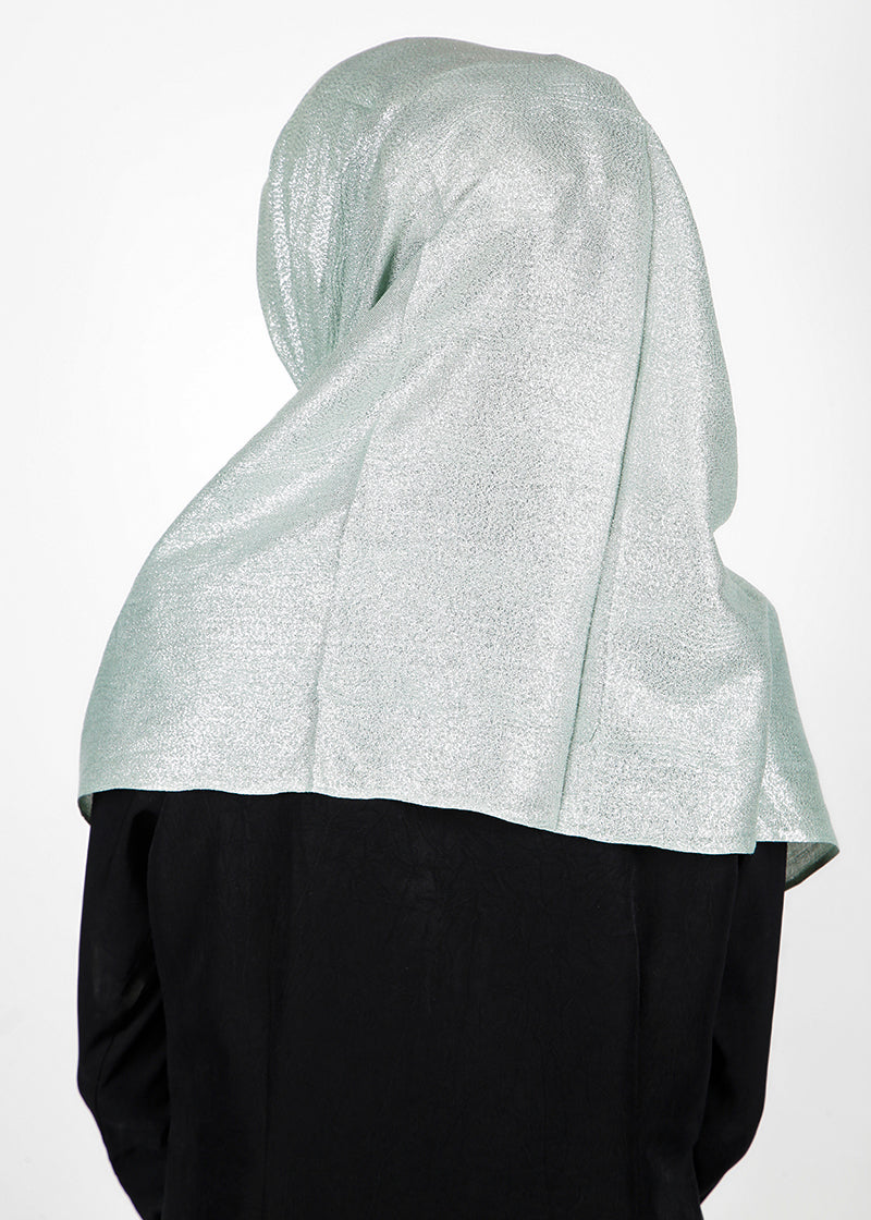 BeingMuslims Metallic Acqua Party Wear Hijab Acqua Silver Pack of 10