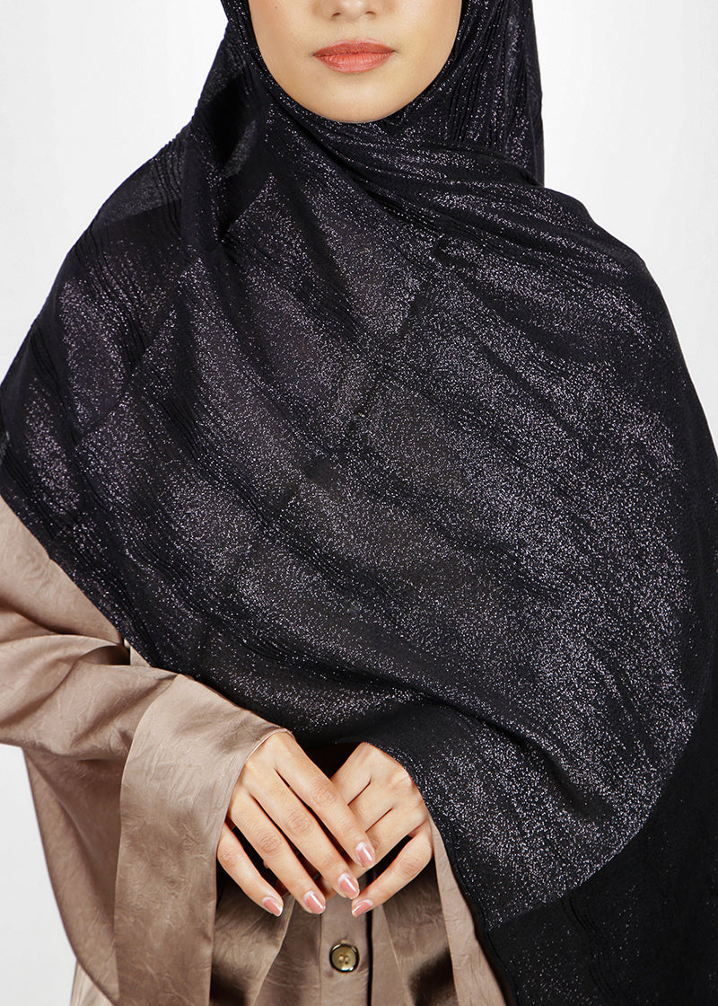 BeingMuslims Metallic Acqua Party Wear Hijab Black Pack of 10