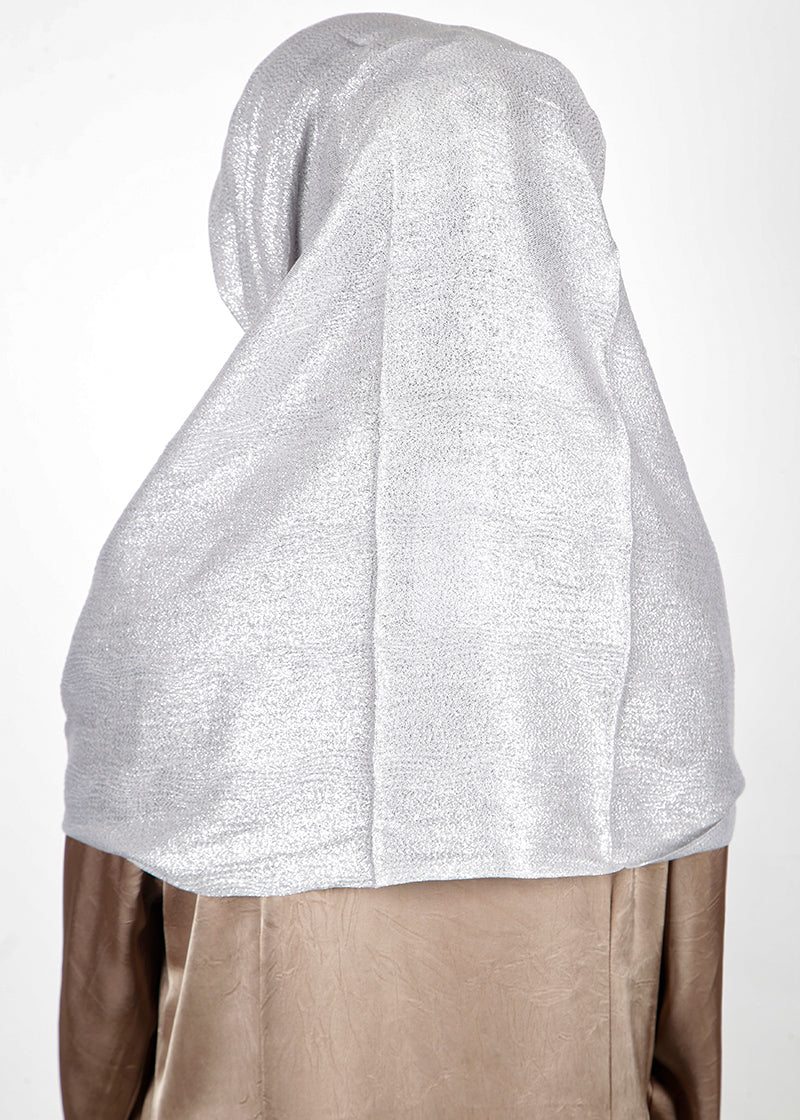 BeingMuslims Metallic Acqua Party Wear Hijab Silver Pack of 10