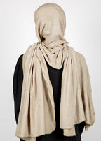 BeingMuslims Textured Mildly Sparkling Hijab Beige Pack of 10