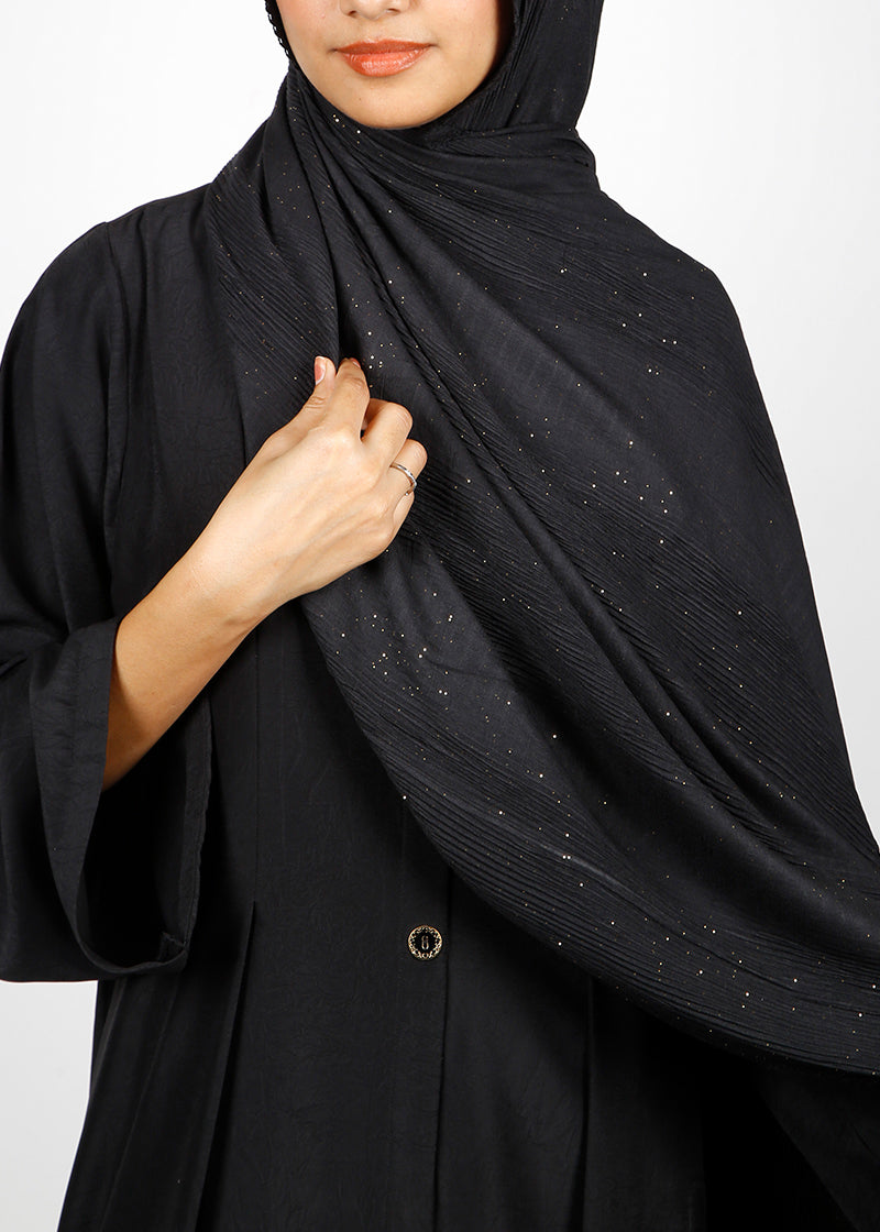BeingMuslims Textured Mildly Sparkling Hijab Black Pack of 10