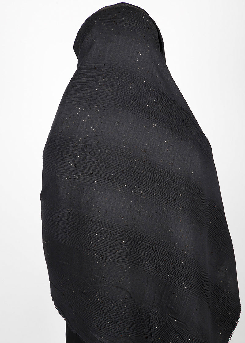 BeingMuslims Textured Mildly Sparkling Hijab Black Pack of 10