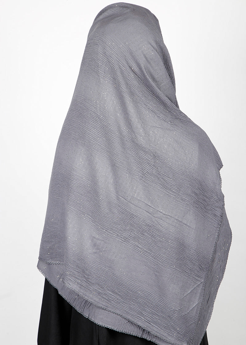 BeingMuslims Textured Mildly Sparkling Hijab Grey Pack of 10