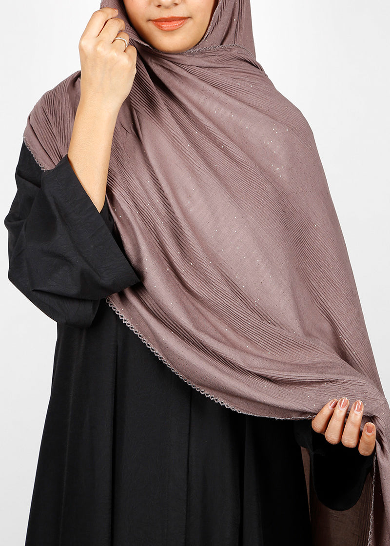BeingMuslims Textured Mildly Sparkling Hijab Oak Brown Pack of 10