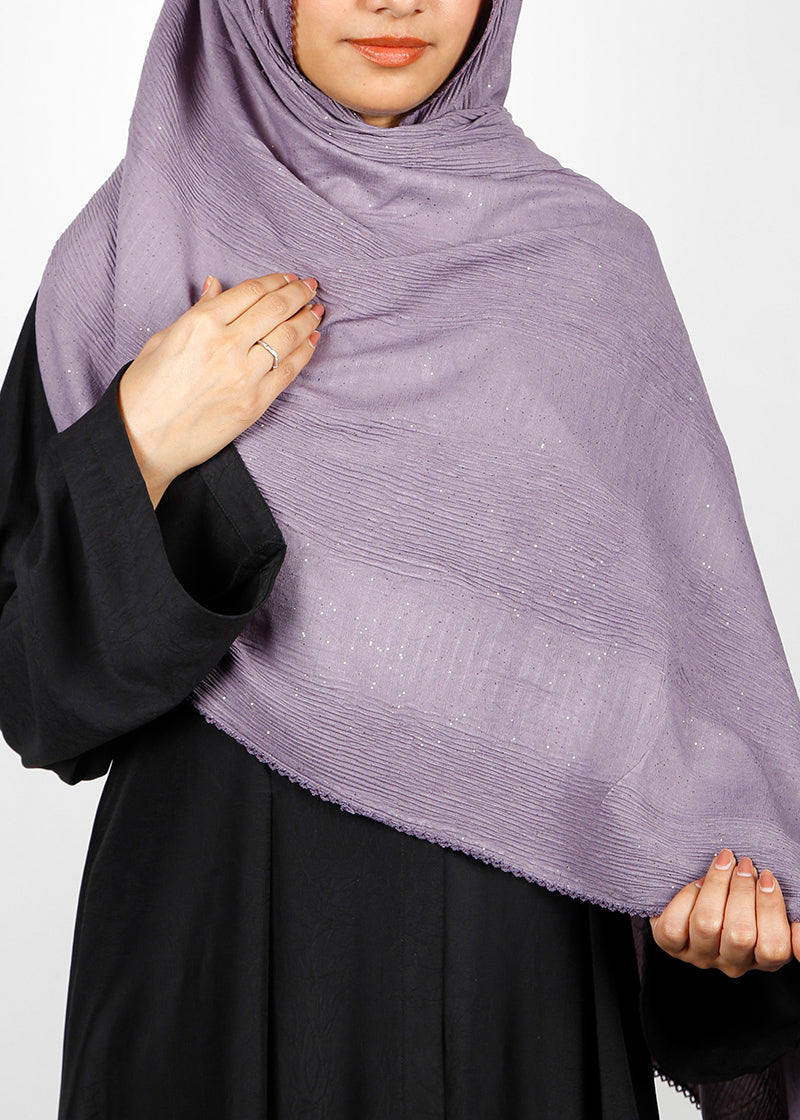 BeingMuslims Textured Mildly Sparkling Hijab Purple Pack of 10