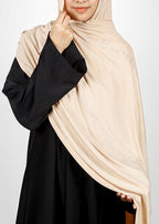 BeingMuslims Stylish Diamond Work Jersey Hijab Ivory Pack of 10
