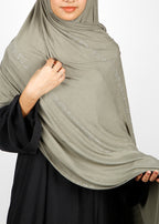 BeingMuslims Stylish Diamond Work Jersey Hijab Khaki Pack of 10
