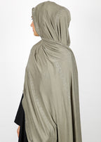 BeingMuslims Stylish Diamond Work Jersey Hijab Khaki Pack of 10