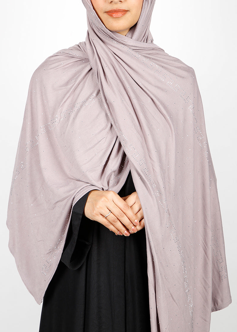 BeingMuslims Stylish Diamond Work Jersey Hijab Light Mauve Pack of 10