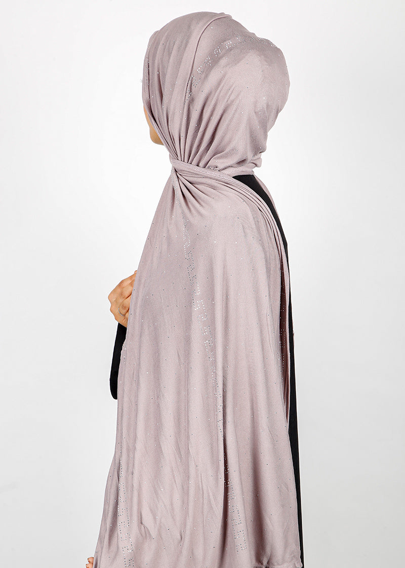 BeingMuslims Stylish Diamond Work Jersey Hijab Light Mauve Pack of 10