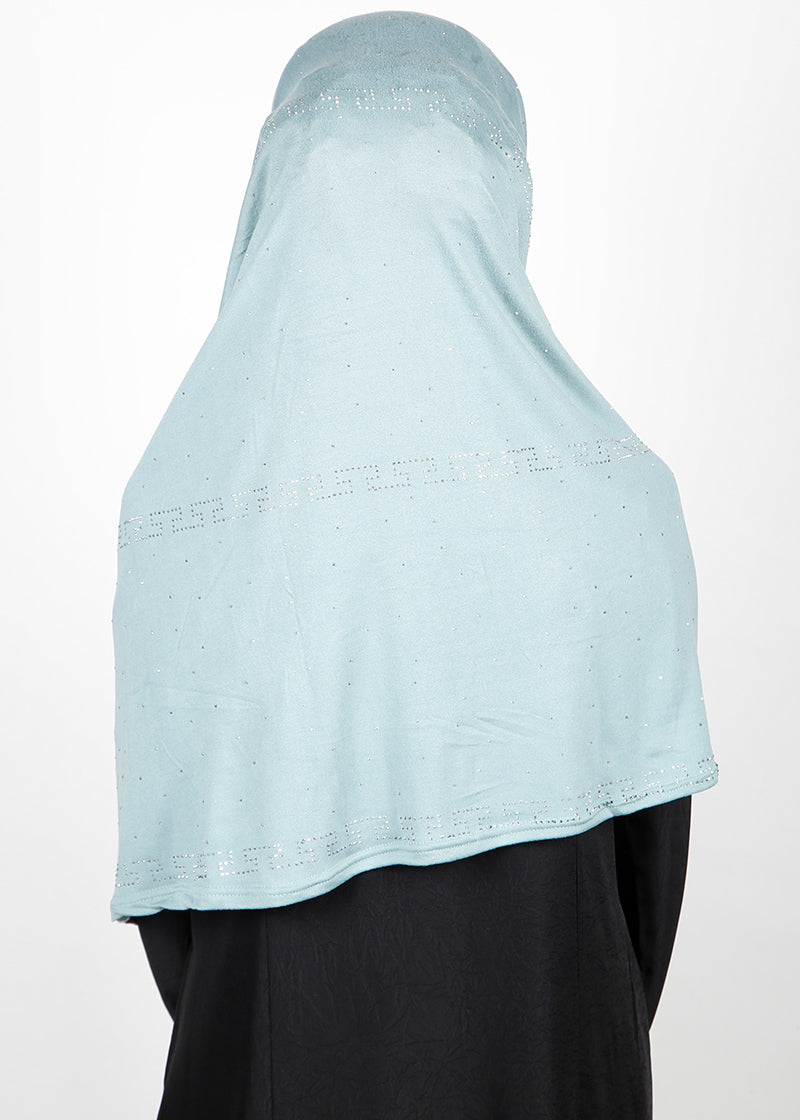 BeingMuslims Stylish Diamond Work Jersey Hijab Pale Blue Pack of 10