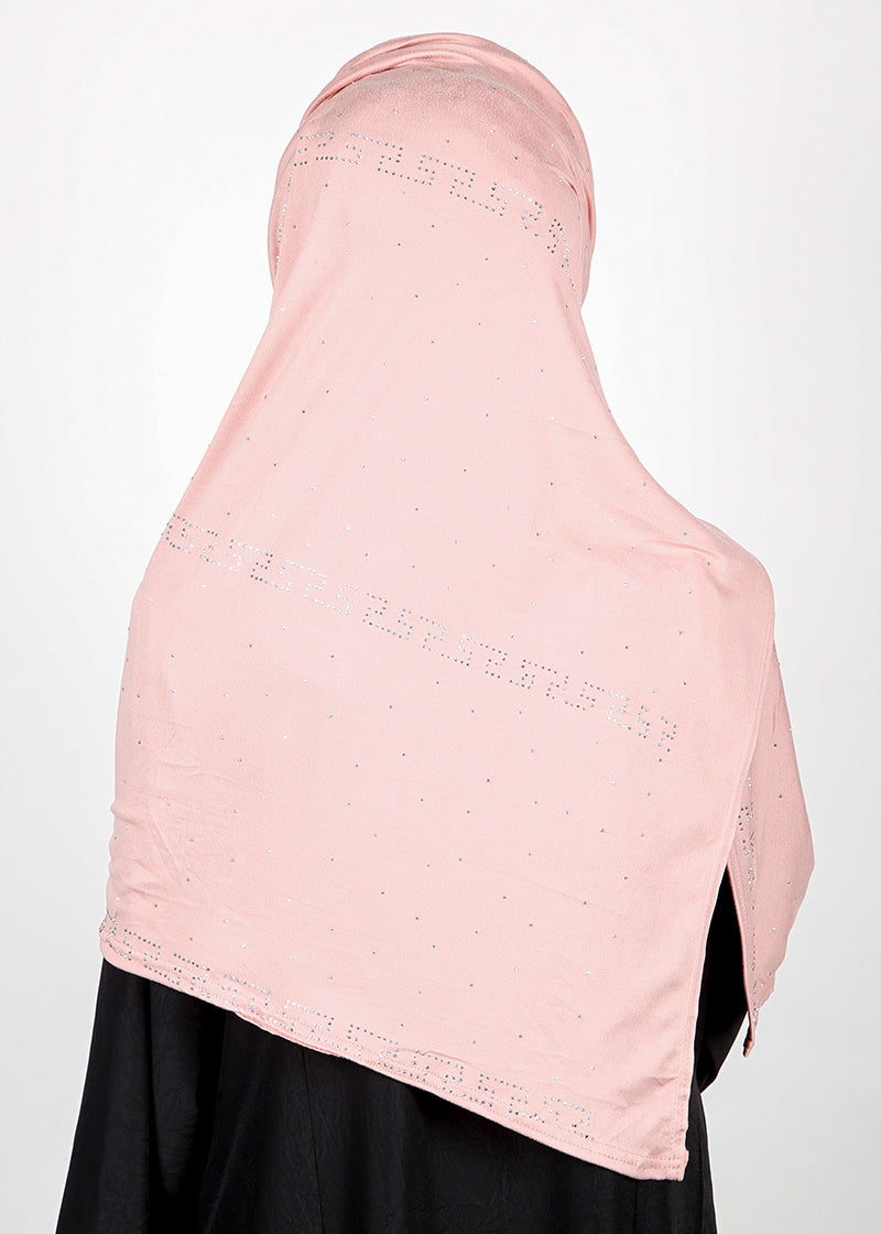 BeingMuslims Stylish Diamond Work Jersey Hijab Pale Pink Pack of 10
