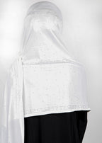BeingMuslims Stylish Diamond Work Jersey Hijab White Pack of 10