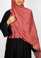 BeingMuslims Diamond Work Organza Blush Pink Hijab Brick Red Pack of 10