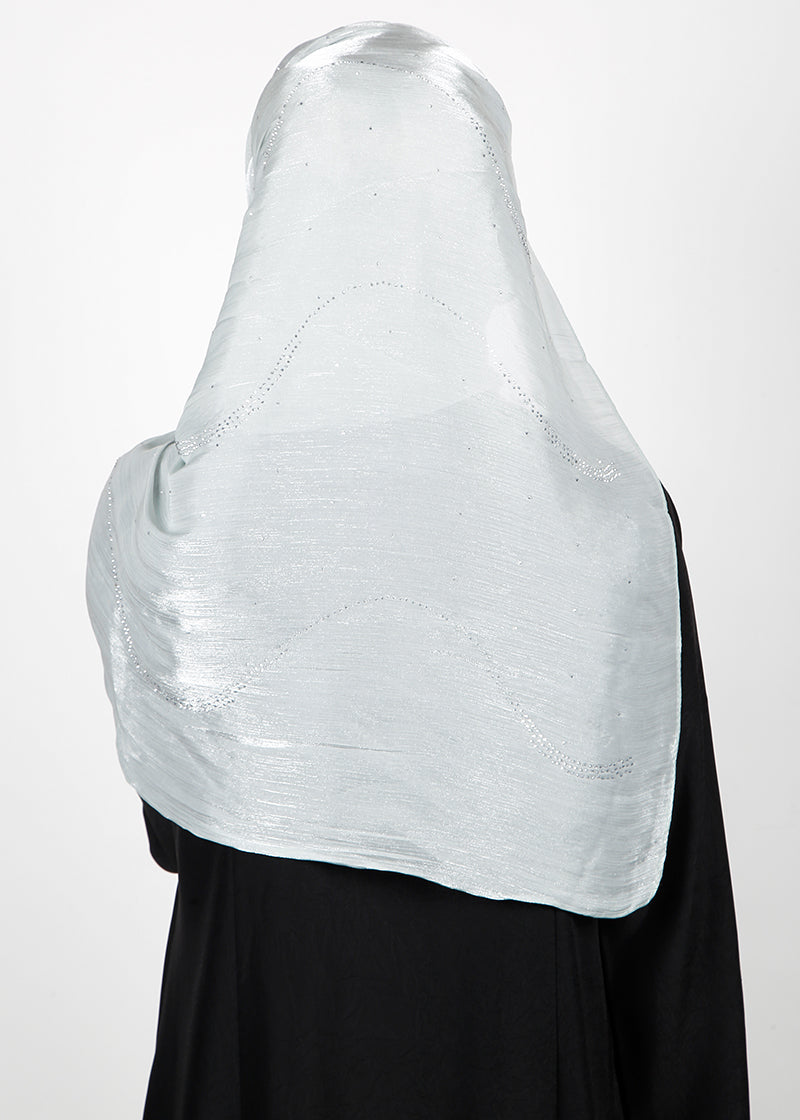 BeingMuslims Diamond Work Organza Blush Pink Hijab Silver Pack of 10