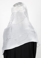 BeingMuslims Diamond Work Organza Blush Pink Hijab White Pack of 10