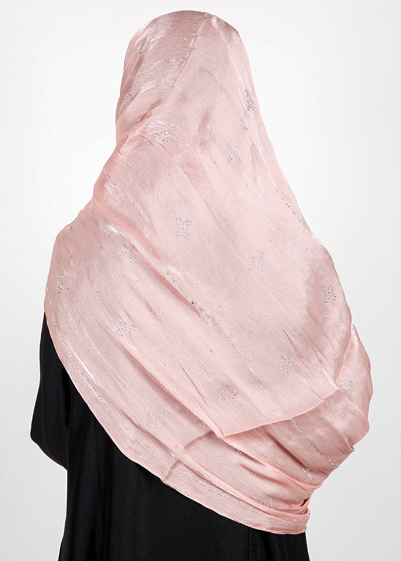 BeingMuslims Graceful Diamond Work Organza Hijab Blush pink Pack of 10