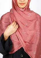 BeingMuslims Graceful Diamond Work Organza Hijab Brick Red Pack of 10