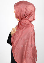 BeingMuslims Graceful Diamond Work Organza Hijab Brick Red Pack of 10