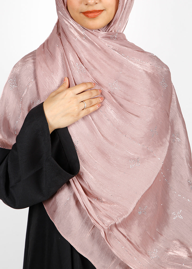 BeingMuslims Graceful Diamond Work Organza Hijab Light Purple Pack of 10