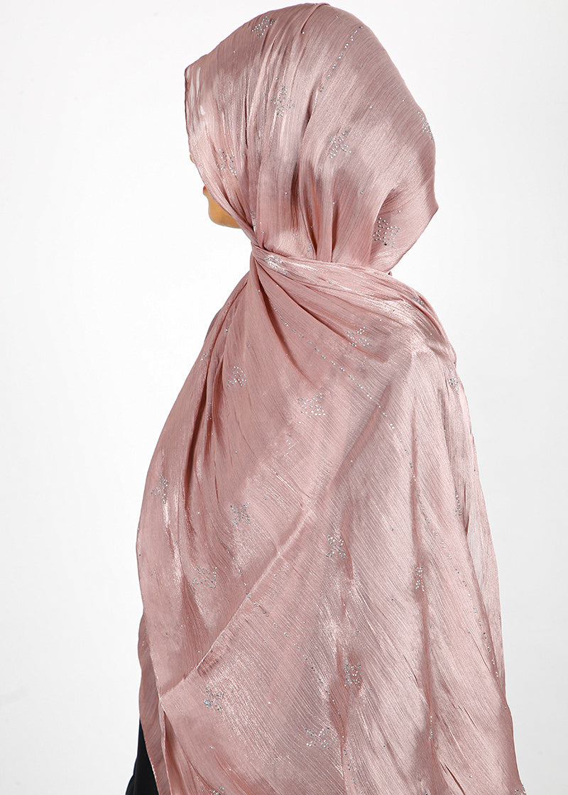 BeingMuslims Graceful Diamond Work Organza Hijab Light Purple Pack of 10