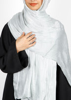 BeingMuslims Graceful Diamond Work Organza Hijab Silver Pack of 10