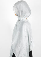 BeingMuslims Graceful Diamond Work Organza Hijab Silver Pack of 10