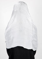BeingMuslims Graceful Diamond Work Organza Hijab White Pack of 10