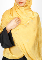 BeingMuslims Graceful Diamond Work Organza Hijab Yellow Pack of 10