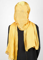 BeingMuslims Graceful Diamond Work Organza Hijab Yellow Pack of 10
