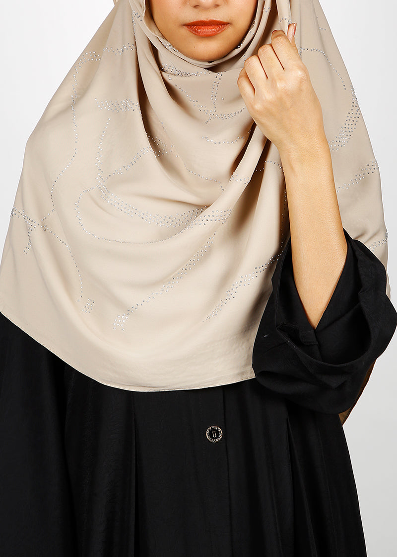 BeingMuslims Chic Diamond Work Chiffon Hijab Beige Pack of 10