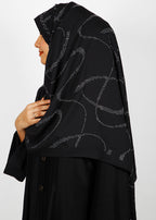 BeingMuslims Chic Diamond Work Chiffon Hijab Black Pack of 10