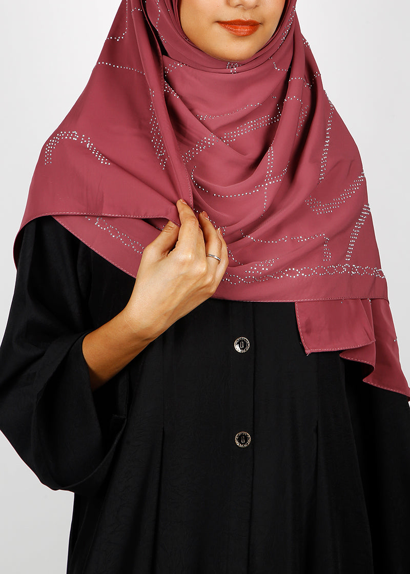 BeingMuslims Chic Diamond Work Chiffon Hijab Brick Red Pack of 10