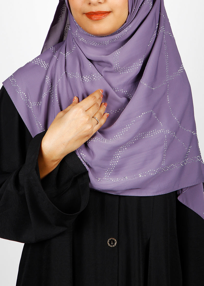 BeingMuslims Chic Diamond Work Chiffon Hijab Lavender Pack of 10