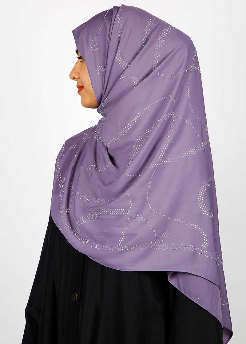 BeingMuslims Chic Diamond Work Chiffon Hijab Lavender Pack of 10