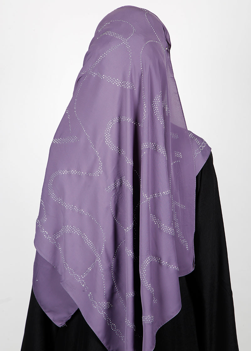 BeingMuslims Chic Diamond Work Chiffon Hijab Lavender Pack of 10