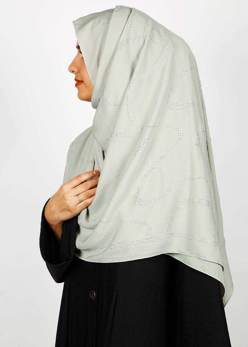 BeingMuslims Chic Diamond Work Chiffon Hijab Sea Green Pack of 10