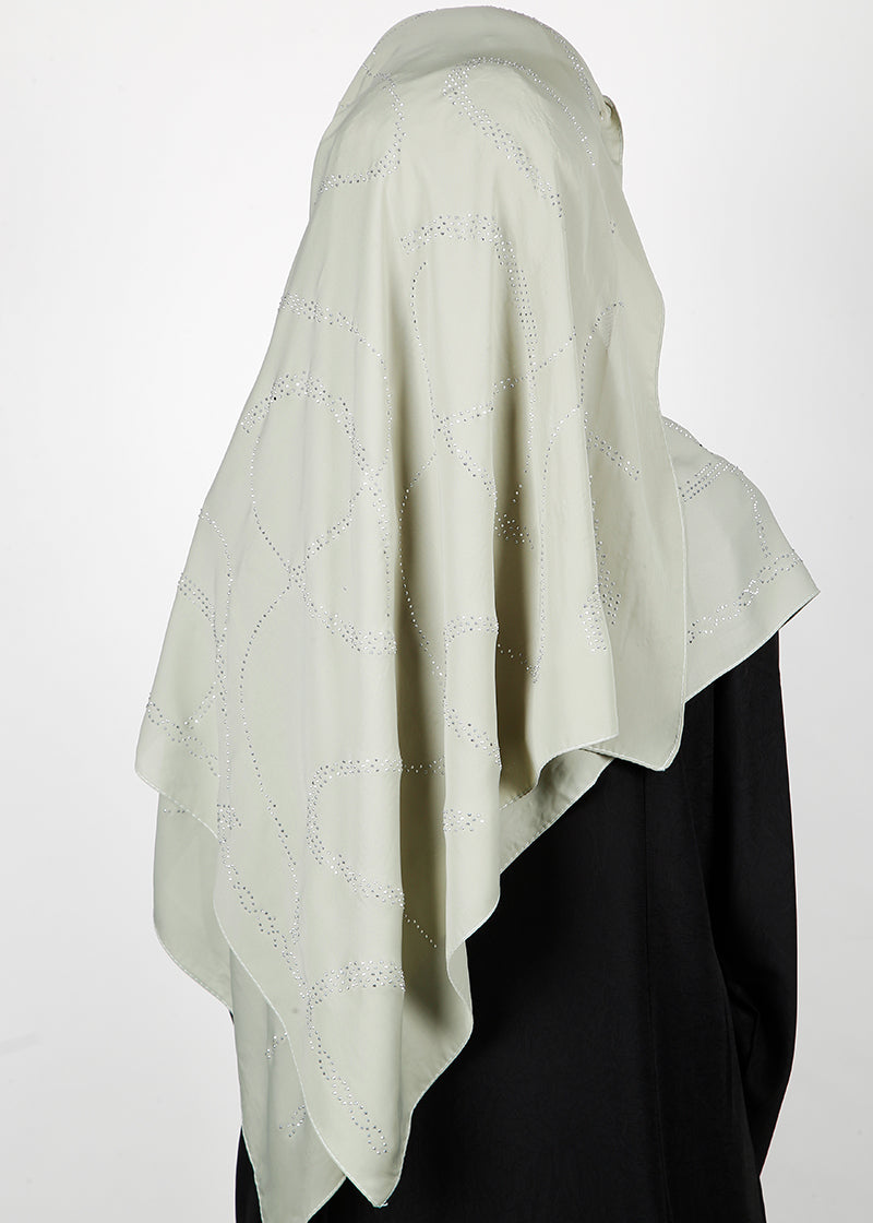 BeingMuslims Chic Diamond Work Chiffon Hijab Sea Green Pack of 10
