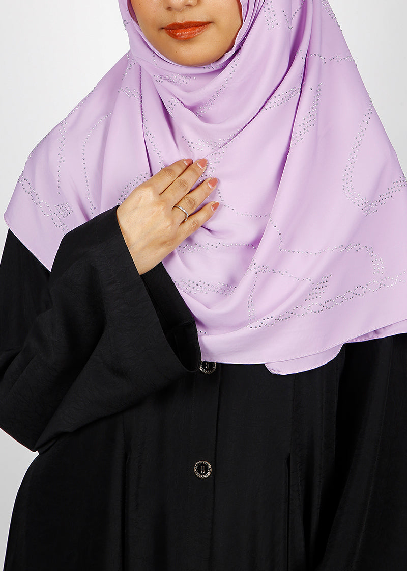 BeingMuslims Chic Diamond Work Chiffon Hijab Lilac Pack of 10