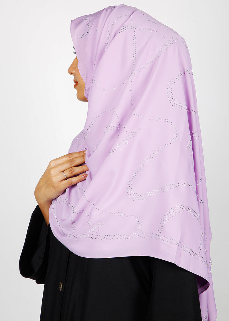 BeingMuslims Chic Diamond Work Chiffon Hijab Lilac Pack of 10